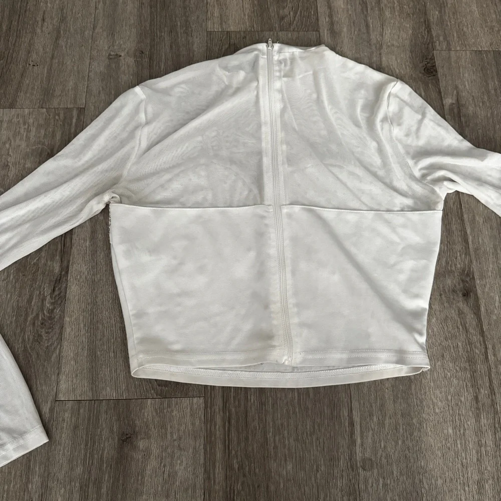 White Long Sleeve beaded Women's Top